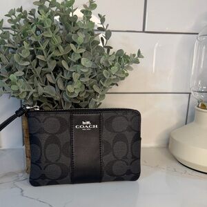 Coach Black and Gray Signature Wristlet